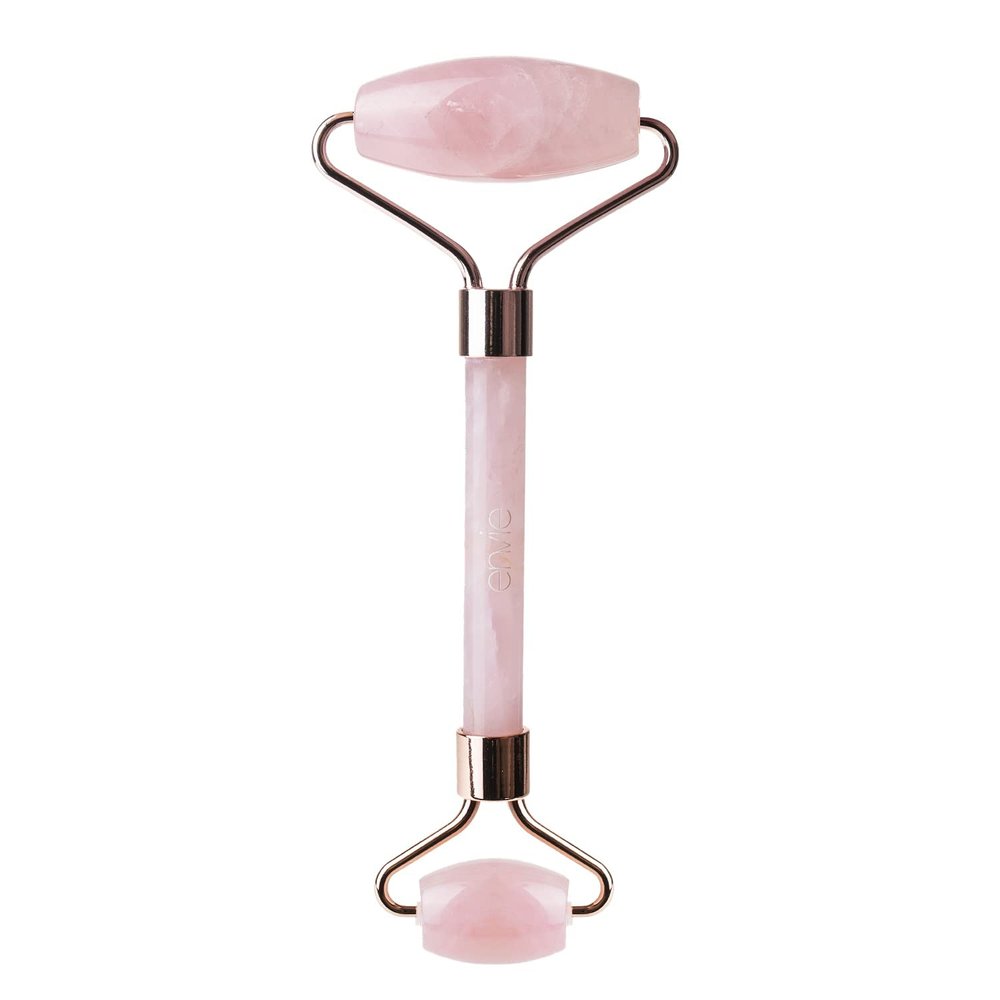 Envie Pink Rose Quartz Face Roller Massage Tool for Anti-ageing Skin Care, Reducing Eye Puffiness & Facial Sculpting