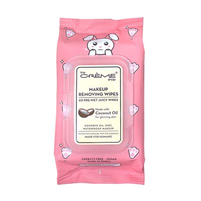 The Crme Shop Makeup Removing Wipes Made with Coconut Oil for Glowing Skin (60 Pre-Wet Juicy Wipes)