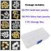 100 PCS Gold Hair Cuffs Hair Beads for Girls Silver Hair Jewelry for Braids Accessories, Flosius Hair Charms for Braids Dreadlock Accessories Loc Jewelry for Black Women view 2