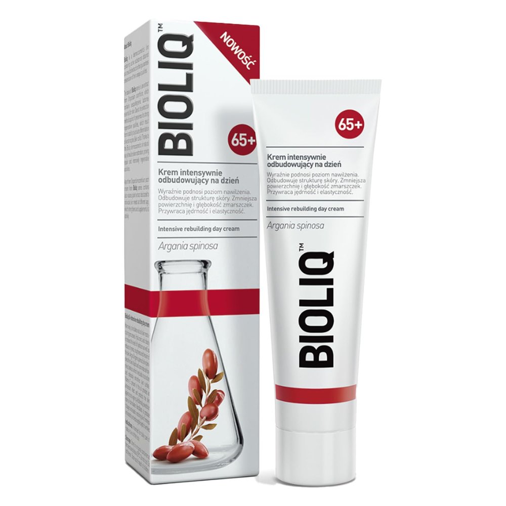 Bioliq - 65+ Intensive Rebuilding Day Cream - Hydrating, Firming, Wrinkle-Reducing Cream with Hyaluronic Acid & Argan Oil for Mature Skin - 50 ml