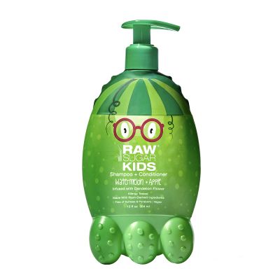 RAW SUGAR Kids' 2-in-1 Watermelon Apple Shampoo & Conditioner, 12 fl oz