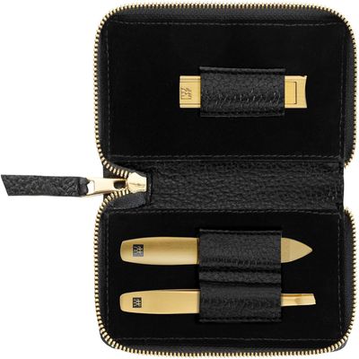 ZWILLING Beauty TWINOX 4-pc Gold Manicure Set with Black Leather Case, Care for hands and feet with nail clipper