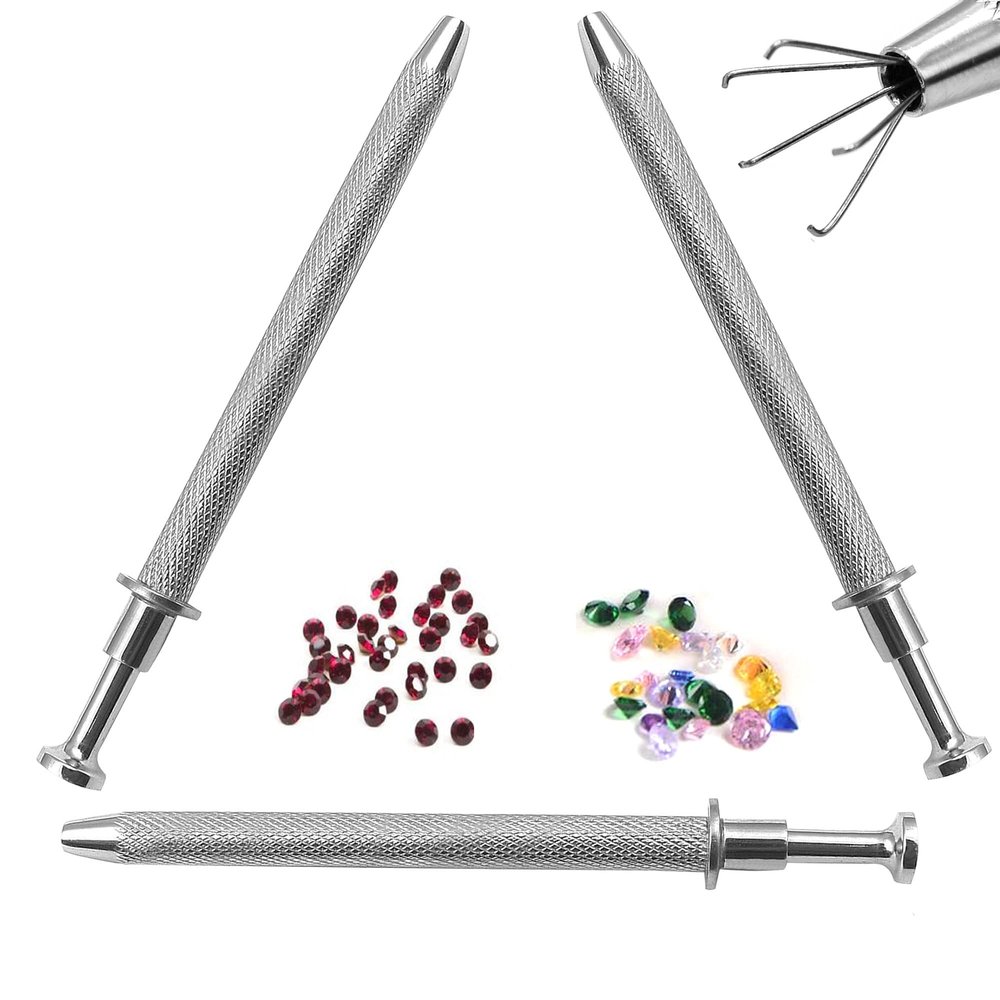 OdontoMed2011 Set of 3 Pieces Ball Grabeer Piercing Hold 3mm To 8mm Pick-up Tools 5 Prong Stainless Steel Body Piercing Instruments