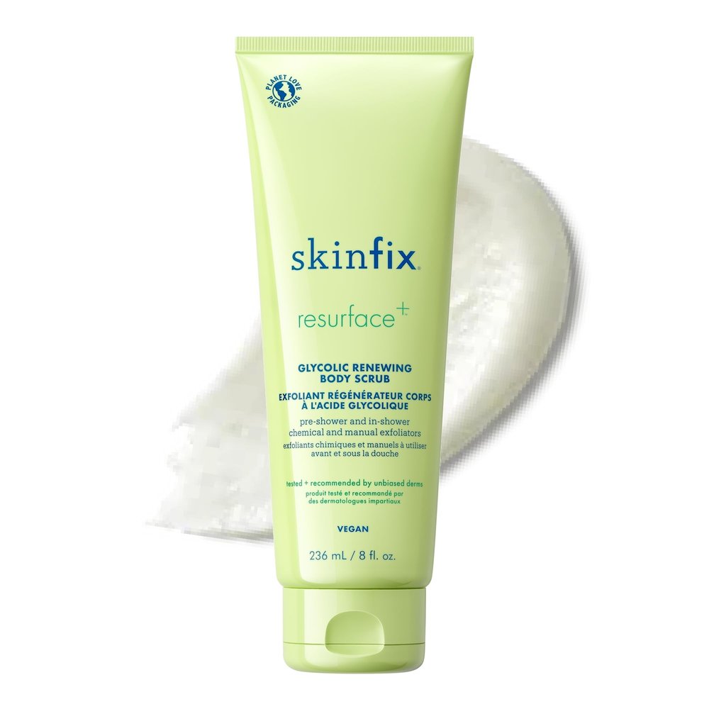 Skinfix Glycolic Renewing Scrub - 8 oz - Dual-Action Exfoliating Body Treatment with Lactic Acid - Smooths Rough Patches, Removes Flakes & Improves Skin Texture - Vegan, Cruelty Free