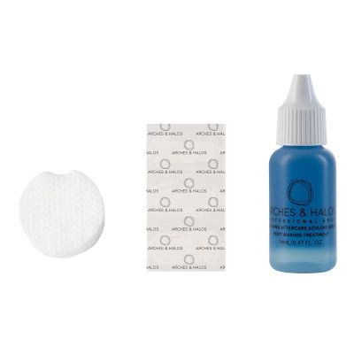 Arches and Halos Eyebrow and Lip Waxing Kit - Eyebrow Grooming - Facial Hair Removal Wax Kit with Strips, Cotton Pads, and Azulene Oil - 50 pc