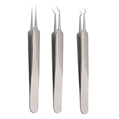 3Pcs Acne Blackheads Tweezers Stainless Steel Blemish Pimples Removers Acne Whitehead Extractor Tool for Forehead Nose Facial Pore