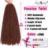 Passion Twist Hair 18Inch 6Packs Water Wave Crochet Hair Copper Red Passion Twists Braiding Hair Long Bohemian Braids Hair Synthetic Extensions (18Inch, 350#) view 2