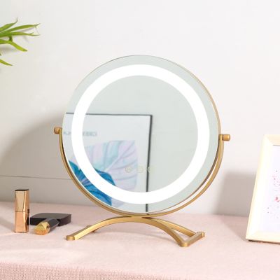 12" Lighted Makeup Mirror, Vanity Mirror With Stand, Circle Mirror With Light, High Definition Tabletop Mirror, Adjustable Brightness, 360  Arbitrary Rotation, Round Touch Button, Hardwired Lighted M
