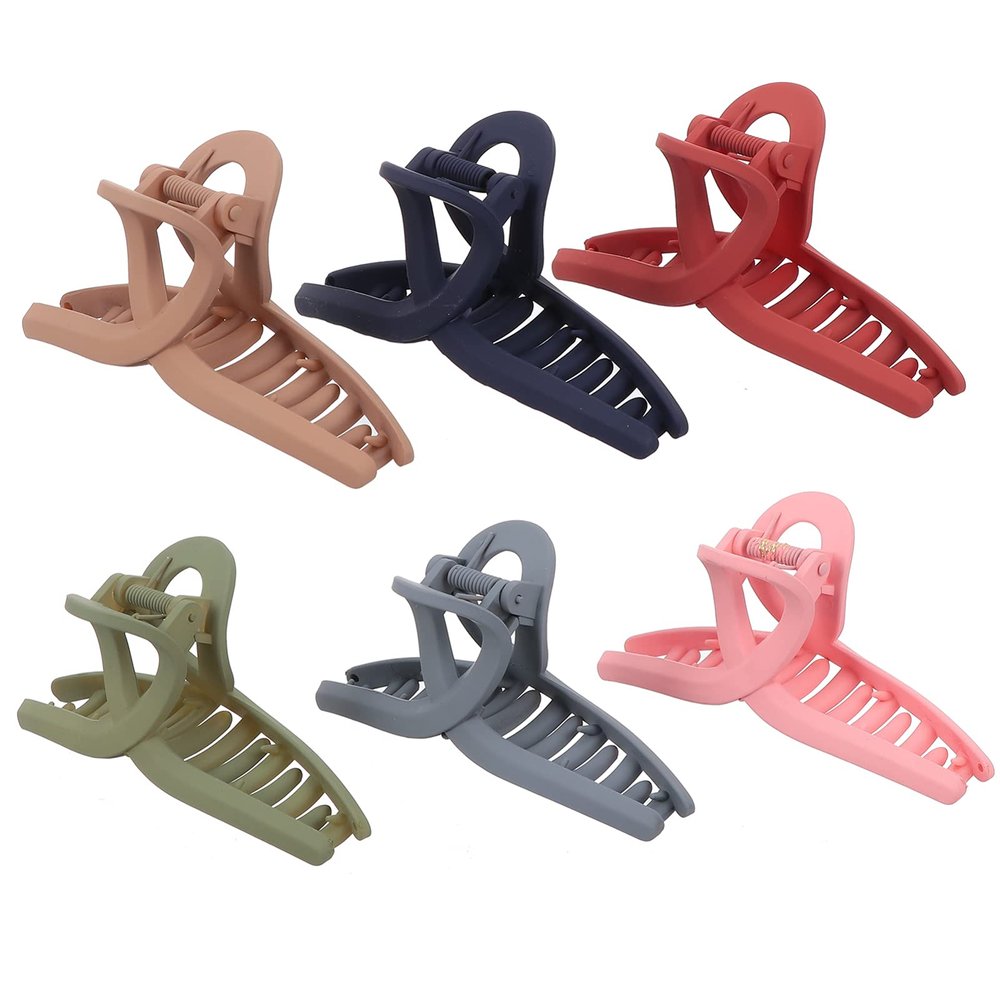 Minkissy 6Pcs Large Hair Claw Clips Matte Jaw Hair Clamps Nonslip Big Claw Clips French Design Hair Accessories Strong Hold for Women Girls