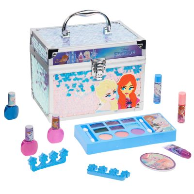 Disney Frozen Train Case Beauty Set, Kids Makeup Kit for Girls, Real Washable Makeup Set, Play Makeup, Party Favor, Birthday, Ages 3 4 5 6 7 8 9 10 11 12 by Townley Girl