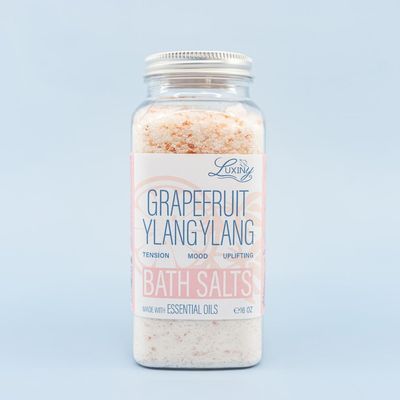 Bath Salts for Women, Relaxing Sea Salt Bath Soak with Moisturizing Almond Oil and Essential Oils, Made in The USA by Luxiny, 16 oz. (Grapefruit)