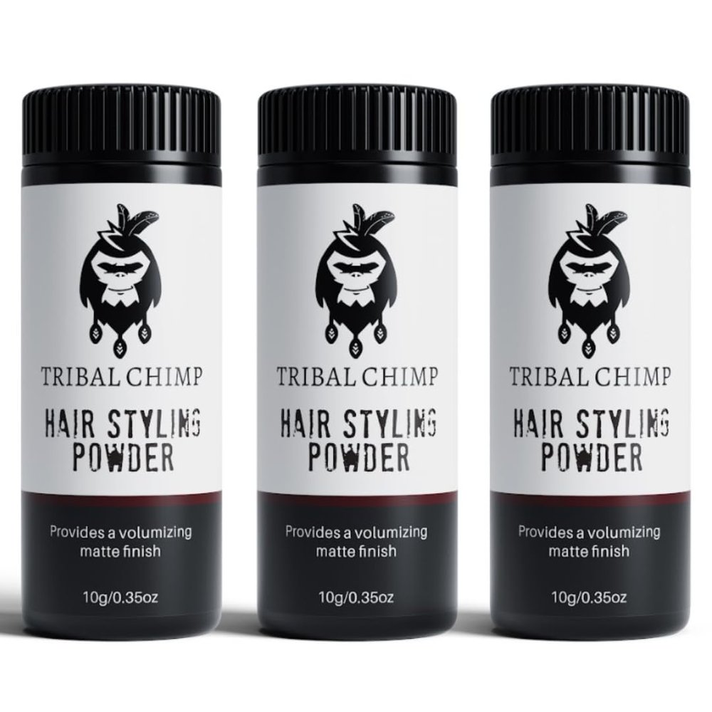 Tribal Chimp Hair Styling Powder, All-day Invisible Hold Hair Volumizer and Texture Powder for Men and Women, Styling Powder with Matte Finish - 3-Piece Set, 10g
