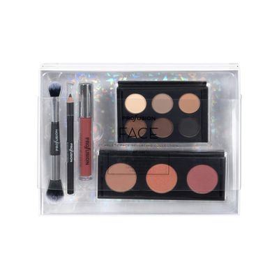 Profusion Complete Face Sculpting Collection Makeup Kit - Peach & Nude Palette Variants, Includes Eyeshadow, Blush, Lip Cream, Eyeliner & Duo Brush, Vegan & Cruelty-Free