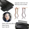 Maery 10 inches Natural Long Wavy Curly 3D Air Bangs Hair Clip in Extensions 100 Real Human Front Side on Fringe with Temples Hairpiece for Women Daily Wear 2pcs set Black view 2