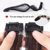 Maery 10 inches Natural Long Wavy Curly 3D Air Bangs Hair Clip in Extensions 100 Real Human Front Side on Fringe with Temples Hairpiece for Women Daily Wear 2pcs set Black view 3