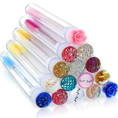 60 Pieces Disposable Mascara Wand Tube Set, 30 Diamond Empty Mascara Tube and 30 Crystal Eyelash Brush Spoolies Makeup Brush Eyebrow Applicator Tool for Lash Exention Supplies (Classic Style)