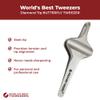 World's Best Tweezers Diamond Butterfly Tweezers - Wide Grip Slant Tip Precision Tweezers for Eyebrow, Facial & Ingrown Hair Removal - Perfectly Aligned Tool for Women&Men - Silver Stainless Steel view 2