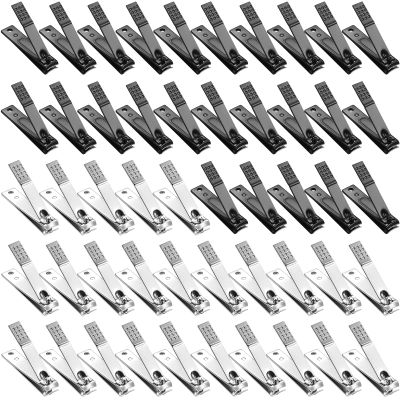 50 Pieces Nail Clipper Set Fingernails and Toenail Clipper Stainless Steel Nail Cutter for Women Men Thick Nails, Black and Silver