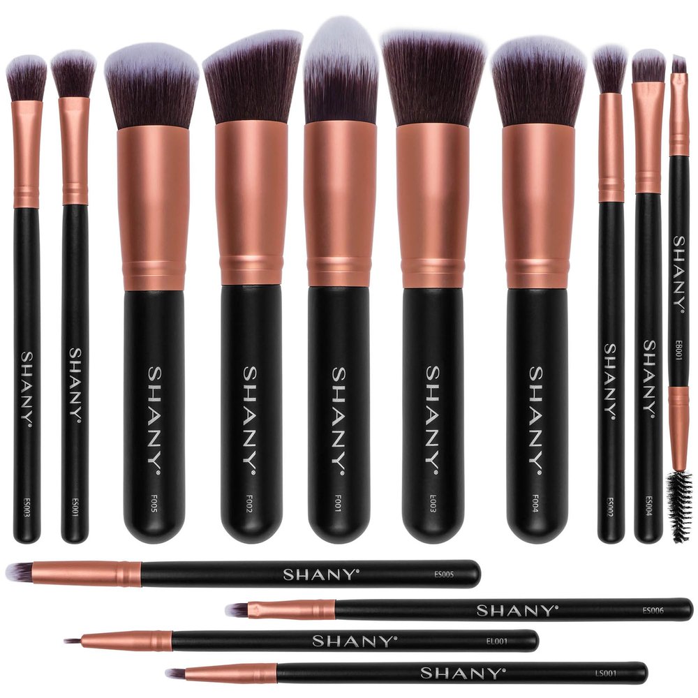 SHANY Makeup Brushes - Rose All Day - 14-Piece Brush Set Foundation Powder Concealers Eye Shadows Makeup brushes - Complete Kabuki Makeup Brush Set in Rose Gold - 14 PCS