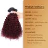 Ombre Dark Red Curly Weave Human Hair 3 Bundles 99J Brazilian Curly Hair 100g/Bundles Burgundy Kinky Curly Human Hair Extensions for Black Women (18"20"22") view 2