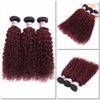 Ombre Dark Red Curly Weave Human Hair 3 Bundles 99J Brazilian Curly Hair 100g/Bundles Burgundy Kinky Curly Human Hair Extensions for Black Women (18"20"22") view 3