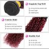 Ombre Dark Red Curly Weave Human Hair 3 Bundles 99J Brazilian Curly Hair 100g/Bundles Burgundy Kinky Curly Human Hair Extensions for Black Women (18"20"22") view 4