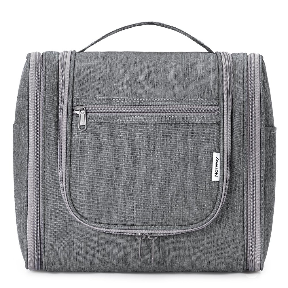 Narwey Hanging Toiletry Bag for Women Travel Makeup Bag Organizer Toiletries Bag Men for Cosmetics Essentials Accessories (Large, Grey)