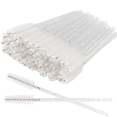 300 PCS Crystal Eyelash Mascara Wands Disposable Lash Brushes for Extensions Spoolie Brush Applicators Makeup Tool Kits (White)