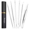 Boxoyx Pimple Popper Tool Kit - 6 Pcs Blackhead Remover Comedone Extractor Tool Kit with Metal Case for Quick and Easy Removal of Pimples, Blackheads, Zit Removing, Forehead, Facial and Nose(Silver) view 1