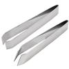 AAProTools 2 Pieces Fish Bone Tweezers, Stainless Steel Flat and Slant Tweezers Pliers Remover Tool (4.6") view 1