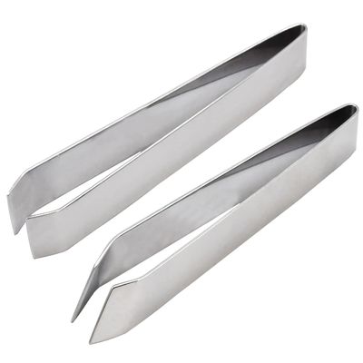 AAProTools 2 Pieces Fish Bone Tweezers, Stainless Steel Flat and Slant Tweezers Pliers Remover Tool (4.6")