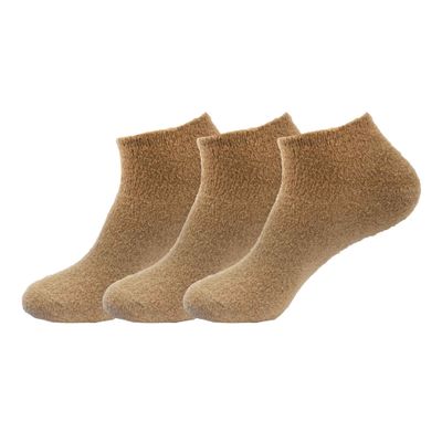 BambooMN Women's Super Soft Aloe Infused Fuzzy Nylon Spa Socks - Size 4-8 - Solid Brown - 3 Pairs