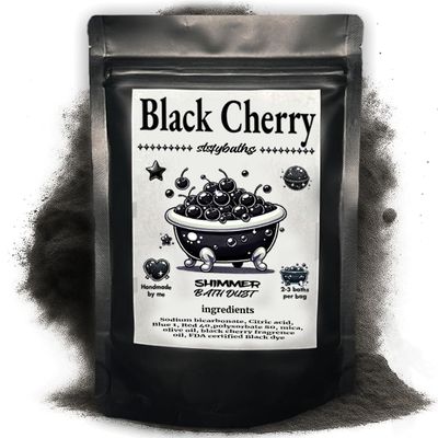 Stsfybaths Black Cherry Shimmer Bath Bomb in A Bag - Handmade Scented Bath Bombs for Women,Kids and Men - Bulk Bathbomb Fizzies Perfect for Boys and Girls All Ages (Small, Black)