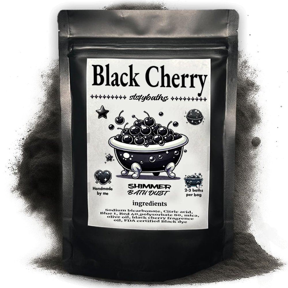 Stsfybaths Black Cherry Shimmer Bath Bomb in A Bag - Handmade Scented Bath Bombs for Women,Kids and Men - Bulk Bathbomb Fizzies Perfect for Boys and Girls All Ages (Small, Black)