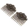 2 Pcs Retro Carved Flower Bronze Side Combs Decorative Mini Hair Combs DIY Bridal Veil Hair Accessories, 2 Inches view 1