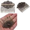 2 Pcs Retro Carved Flower Bronze Side Combs Decorative Mini Hair Combs DIY Bridal Veil Hair Accessories, 2 Inches view 2
