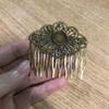 2 Pcs Retro Carved Flower Bronze Side Combs Decorative Mini Hair Combs DIY Bridal Veil Hair Accessories, 2 Inches view 3
