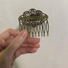 2 Pcs Retro Carved Flower Bronze Side Combs Decorative Mini Hair Combs DIY Bridal Veil Hair Accessories, 2 Inches view 4