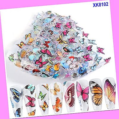 10pcs 20x4cm Laser Colored Butterfly Daisy Rose Nail Foil Transfer Sticker Xk8102 for Nails Design Nail Art Stickers Decals Supplies Manicure Tips Sticker Colorful for Nail Decorations