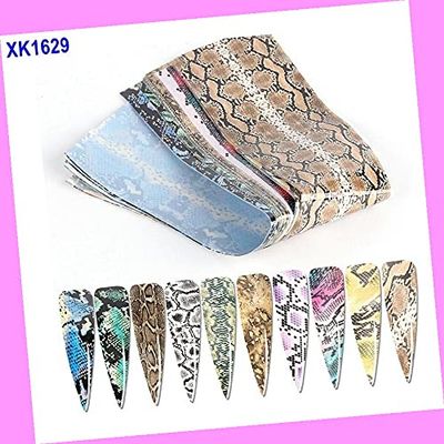 10pcs 20x4cm Leopard Print Animal Rose Flowers Nail Foil Transfer Sticker Xk1629 for Nails Design Nail Art Stickers Decals Supplies Manicure Tips Sticker Colorful for Nail Decorations