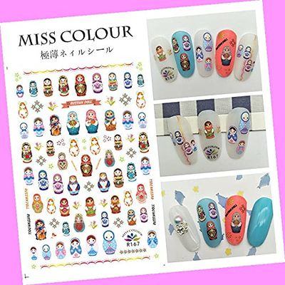 Stars Leopard Mar Tribal Culture Headwear Totem Kimono Doll 3D Nail Stickers R167 for Nails Design Nail Art Stickers Decals Supplies Manicure Tips Sticker Colorful for Nail Decorations