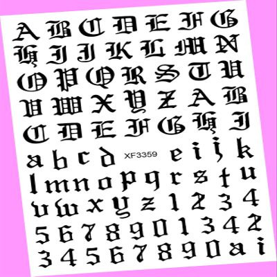 Laser Gold Art Latin Roman English Alphabet Letters Numbers 3D Nail Art Sticker Black for Nails Design Nail Art Stickers Decals Supplies Manicure Tips Sticker Colorful for Nail Decorations