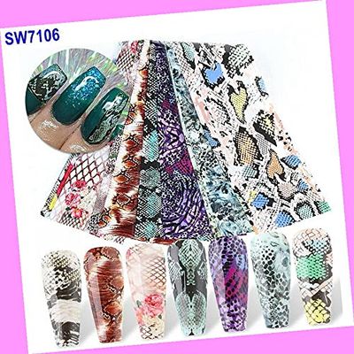 10pcs 20x4cm Leopard Print Animal Rose Flowers Nail Foil Transfer Stickers W7106 for Nails Design Nail Art Stickers Decals Supplies Manicure Tips Sticker Colorful for Nail Decorations