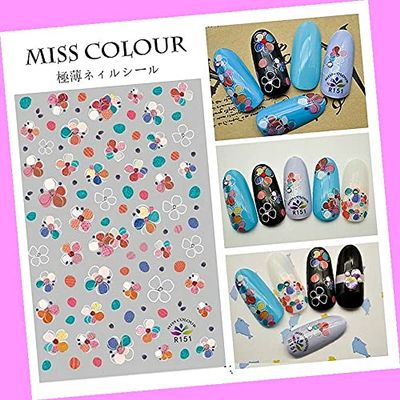 Green Four-Leaf Trefoil Lucky Day Anemone Abstract Flower 3D Nail Sticker R151 for Nails Design Nail Art Stickers Decals Supplies Manicure Tips Sticker Colorful for Nail Decorations