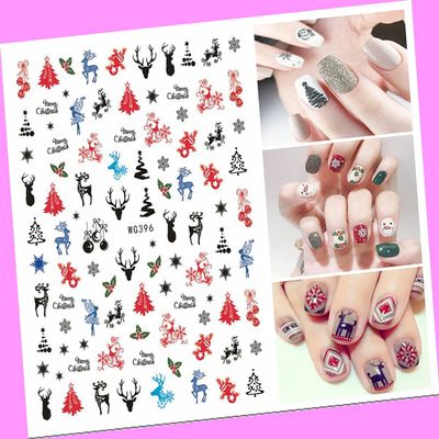Christmas Reindeer Santa Tree Snow Snowman Bear Penguin 3D Nail Sticker Wg396 for Nails Design Nail Art Stickers Decals Supplies Manicure Tips Sticker Colorful for Nail Decorations