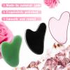 Nuanchu 3 Pieces Gua Sha Facial Tool Natural Resin Stone Board Scraping Facial Massage Gua Sha Scraping Massage Tool for Face, Skin Body Muscle Relaxing Tools(Pink, Dark Green, Black) view 3