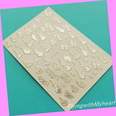 Holographic 3D Fire Flame Nail Stickers Xf3286 Xf3286 Laser Silver for Nails Design Nail Art Stickers Decals Supplies Manicure Tips Sticker Colorful for Nail Decorations