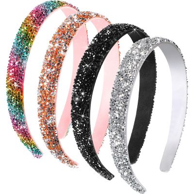 Waydress 4 Pieces Rhinestone Headband for women Glitter Sparkly Rhinestone Hairbands Bling Diamond Crystal Headwear for Women Hair Accessories Birthday Wedding Gifts(Bright Color)