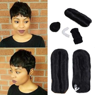 Black Human Hair 27 Piece Quick Weave Bump Hair with Free Closure,Short Hair Pieces For Black Women (1B)