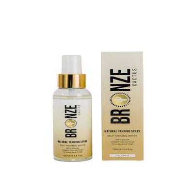 Bronze Cactus Hydrating Self-Tanning Water Spray  Coconut Scented | Lightweight, Refreshing Mist with Multivitamins | Natural Sun-Kissed Glow | All Skin Types | Vegan Friendly Hydration | 6.7 fl oz